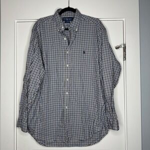 Polo Ralph Lauren Shirt Men's Large Blue Plaid Check Blake Button Down Oxford